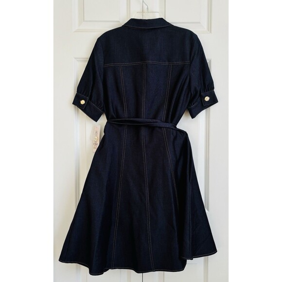 Nanette Lepore Women's Midi Shirtdress Demin Puff Sleeve Button Down Short Sleev - Picture 3 of 6